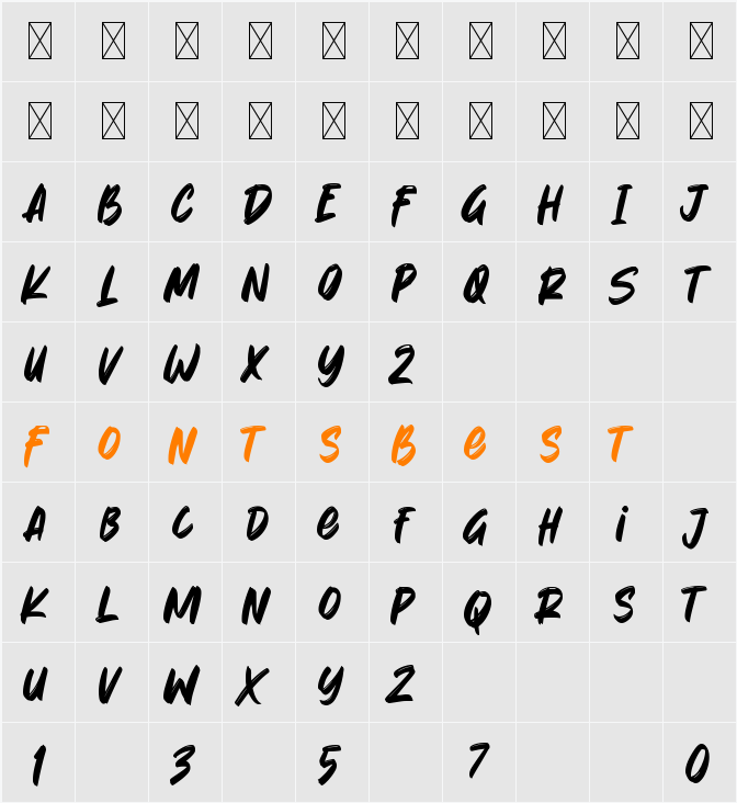 BrushBesh Character Map