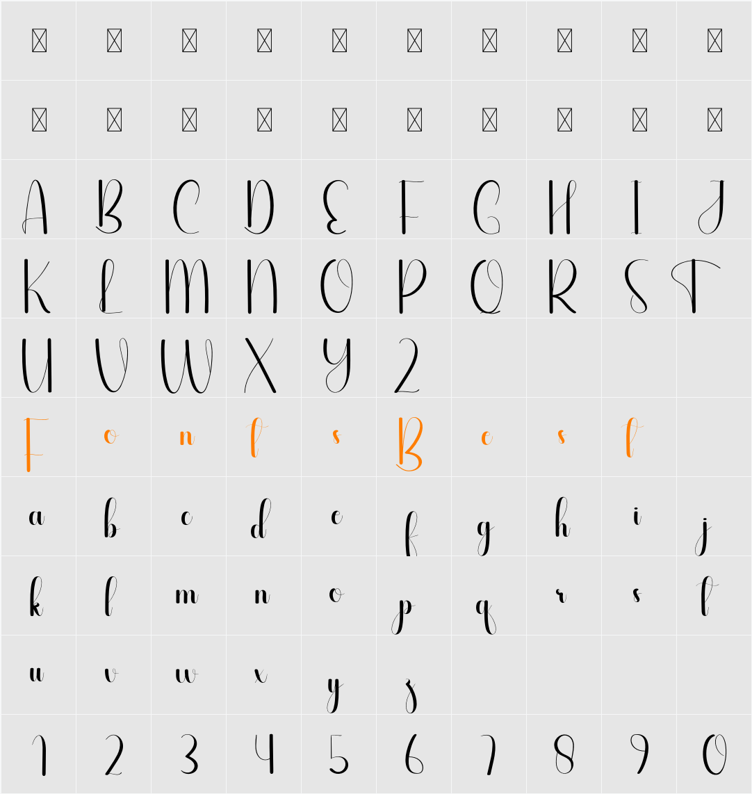 Smileside Character Map