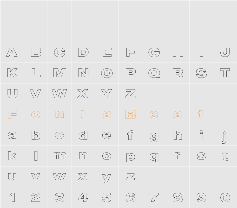 MADE Outer Sans Outline Character Map