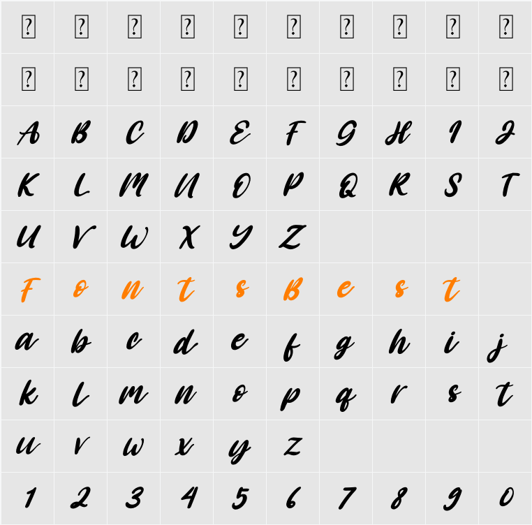 Angelica Caroline Italic Character Map