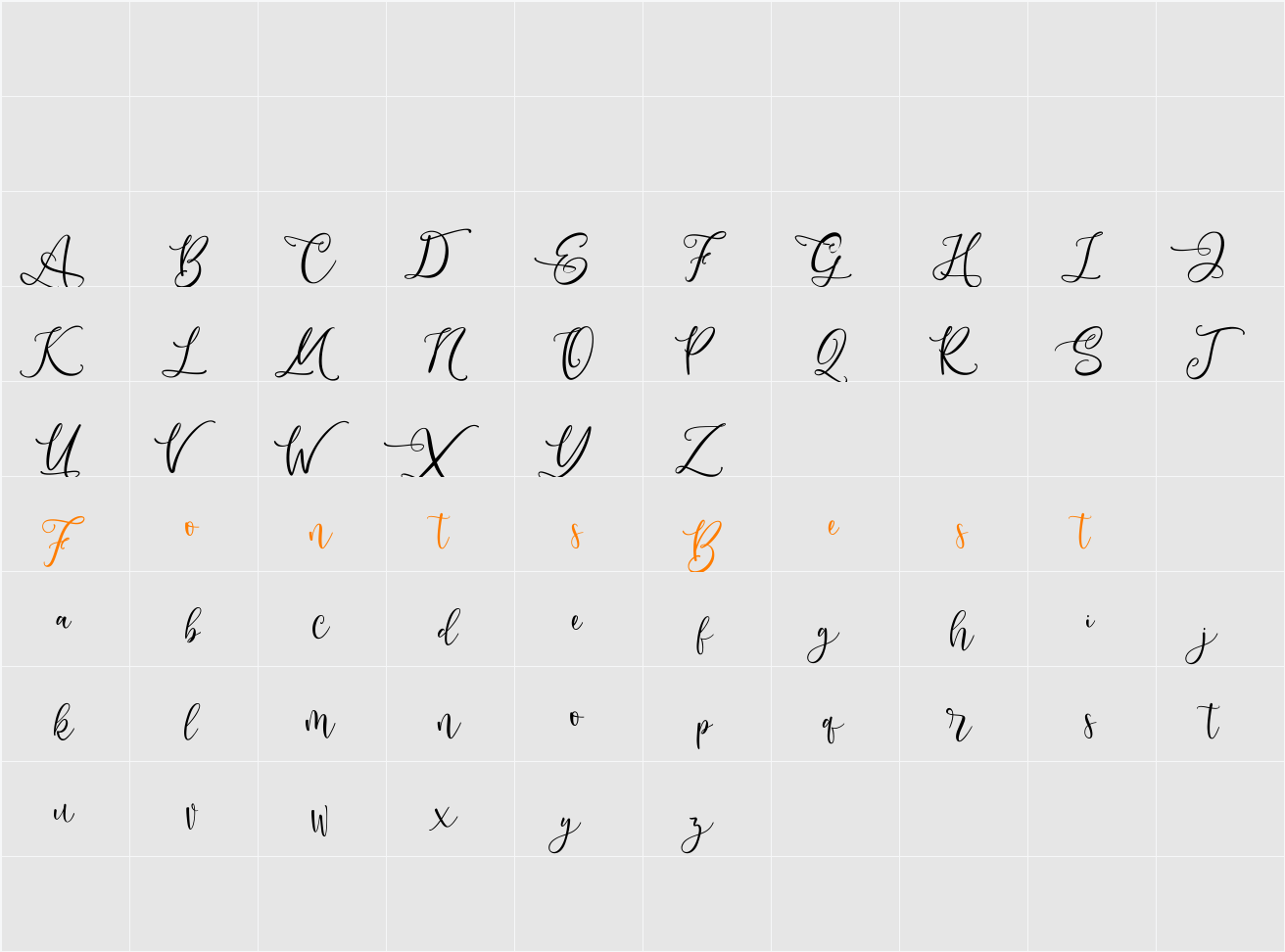 Andriani Script Character Map