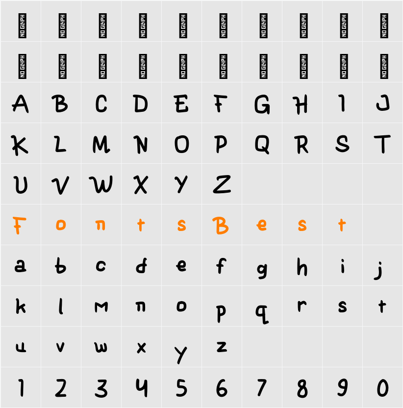 Glipa Personal Use Character Map