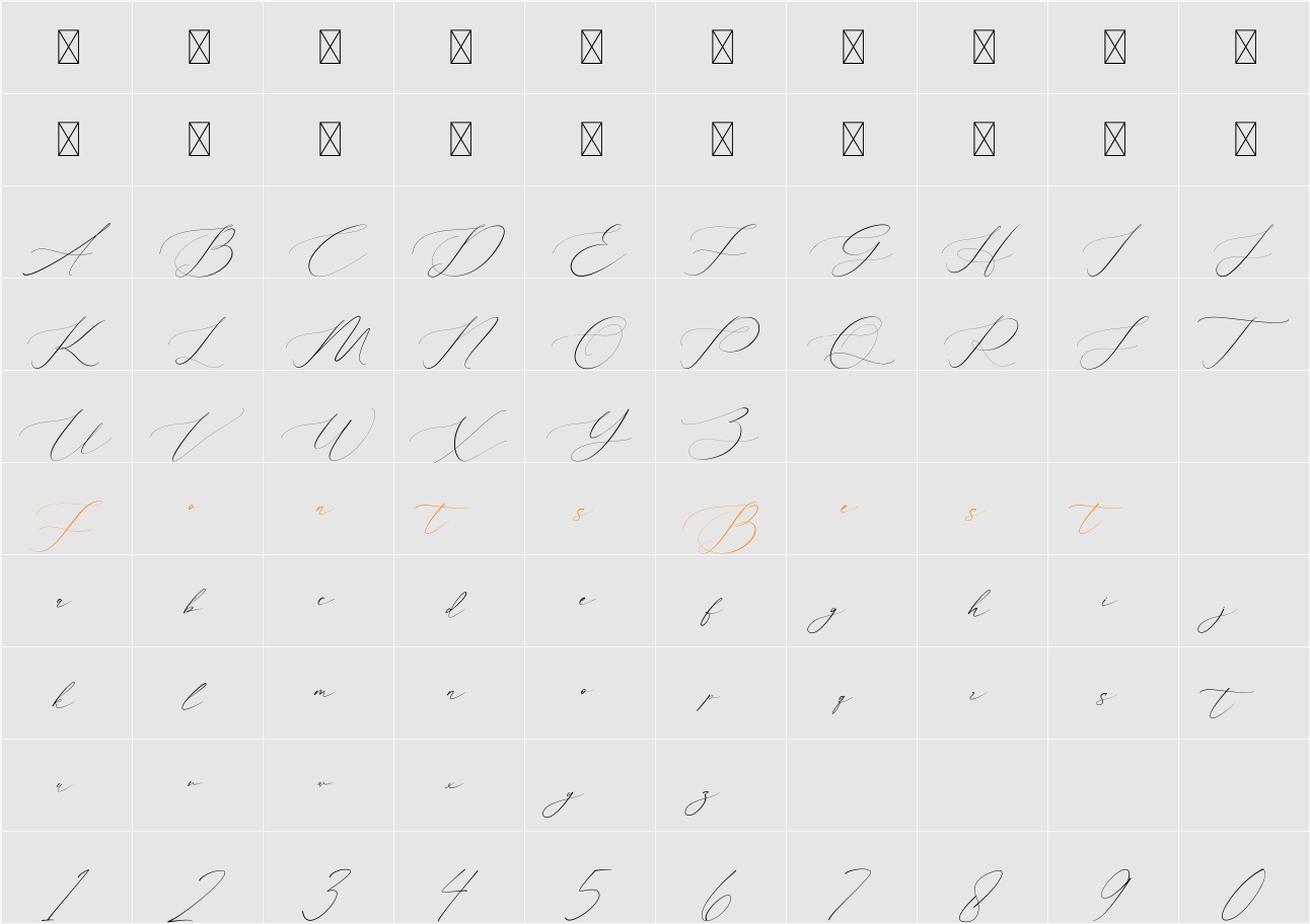 Flavinda Character Map