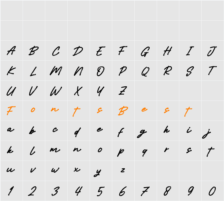 Brushstroke Character Map