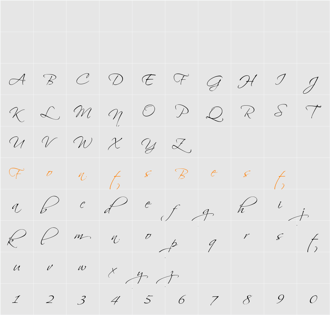 Scriptina Character Map