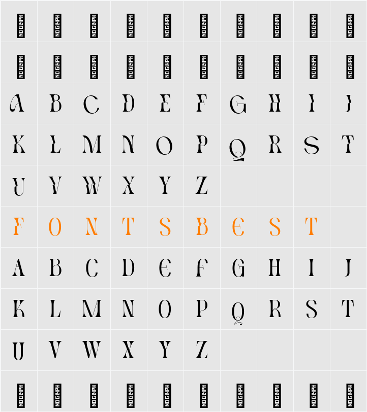 Evagir Demo Font Character Map