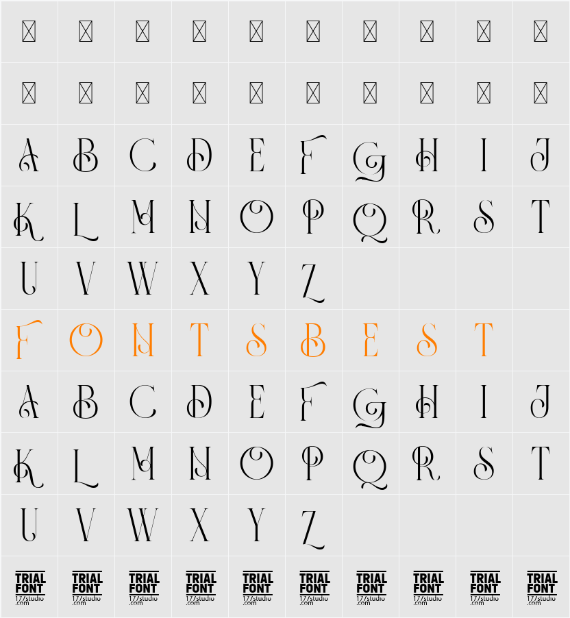 Panorama Ligatures Demo Character Map
