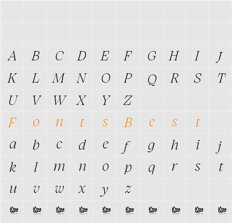 Charlea Demo ExtLt Character Map