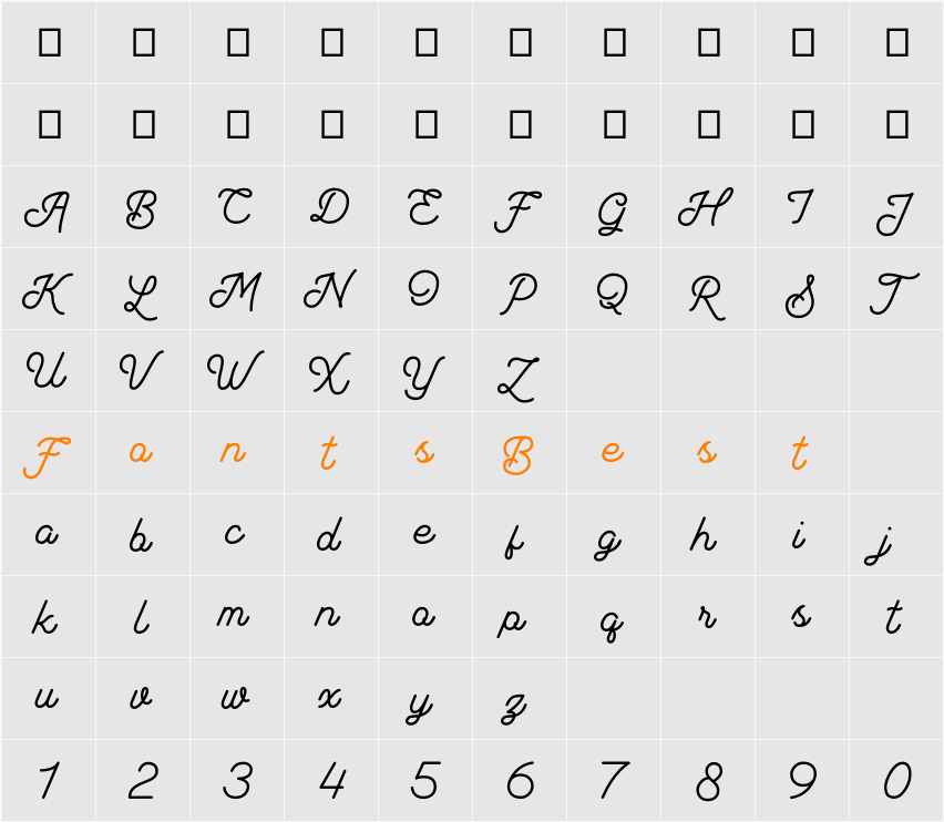 Andalusea Character Map