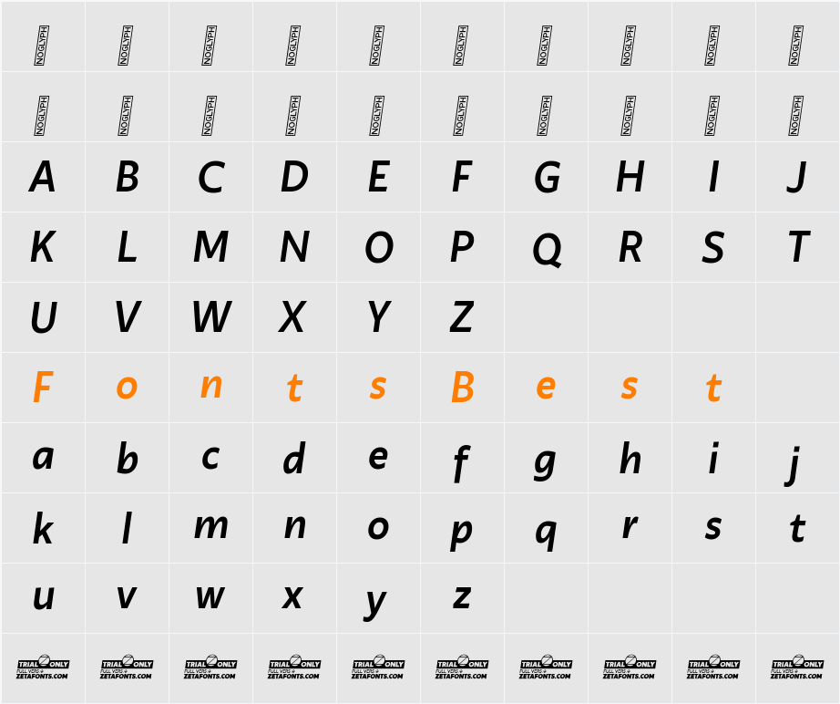 Ambra Sans Text Trial Medium Character Map