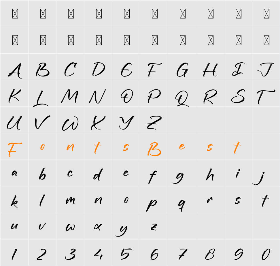 UrbanSyndicate Handwritten DEMO Character Map