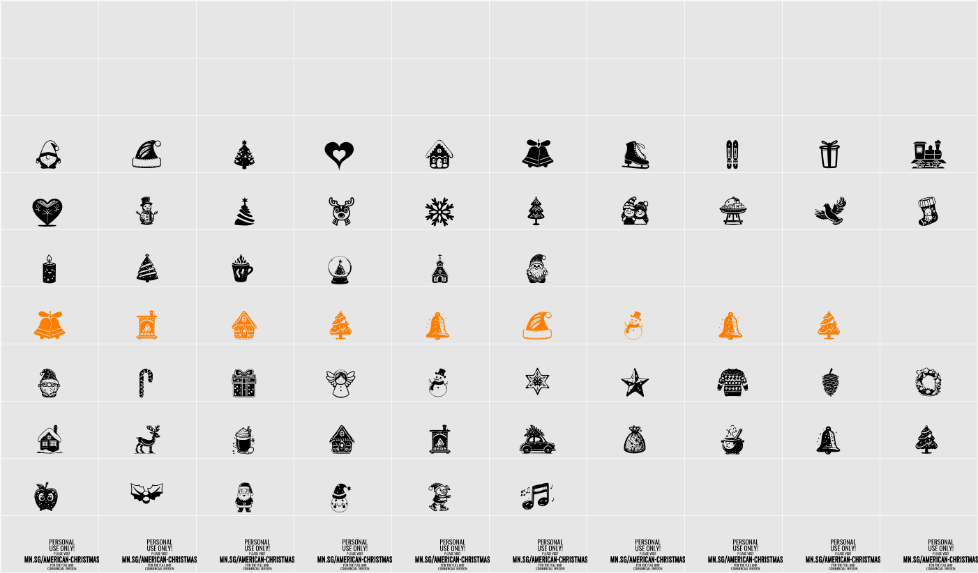 American Christmas Symbols Character Map