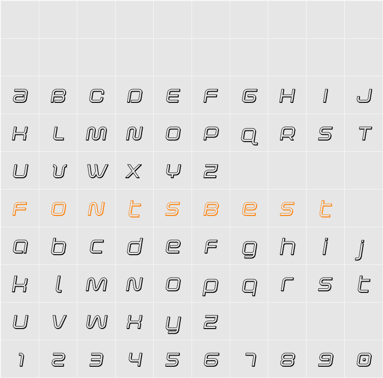 Fox on the Go 3D Semi-Italic Character Map