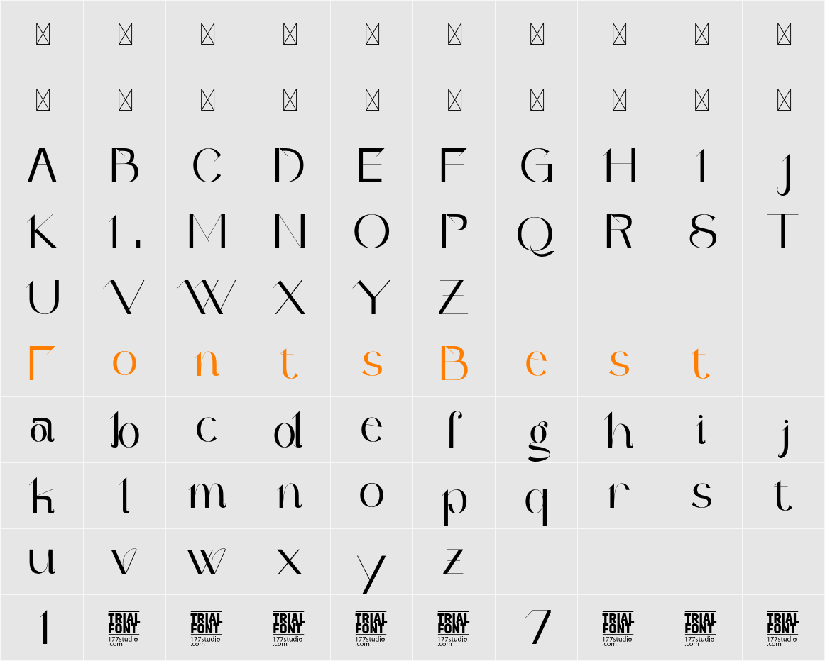 Quater Elegant Demo Character Map