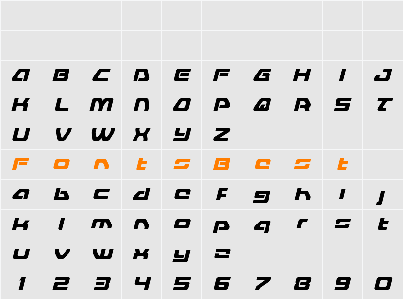 Furian Compact Italic Character Map