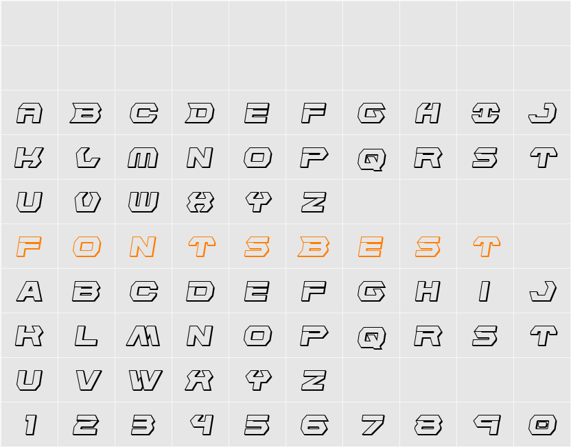 New Cyborg 3D Semi-Italic Character Map