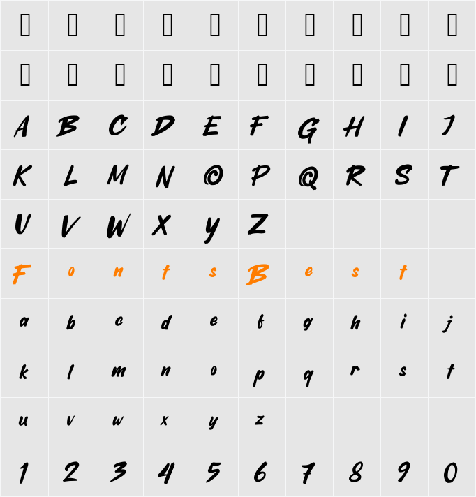 Rockutten Character Map