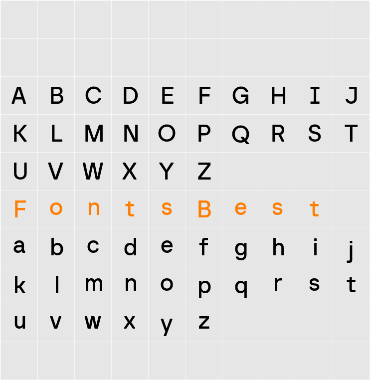 Baru Sans Demo Med Character Map