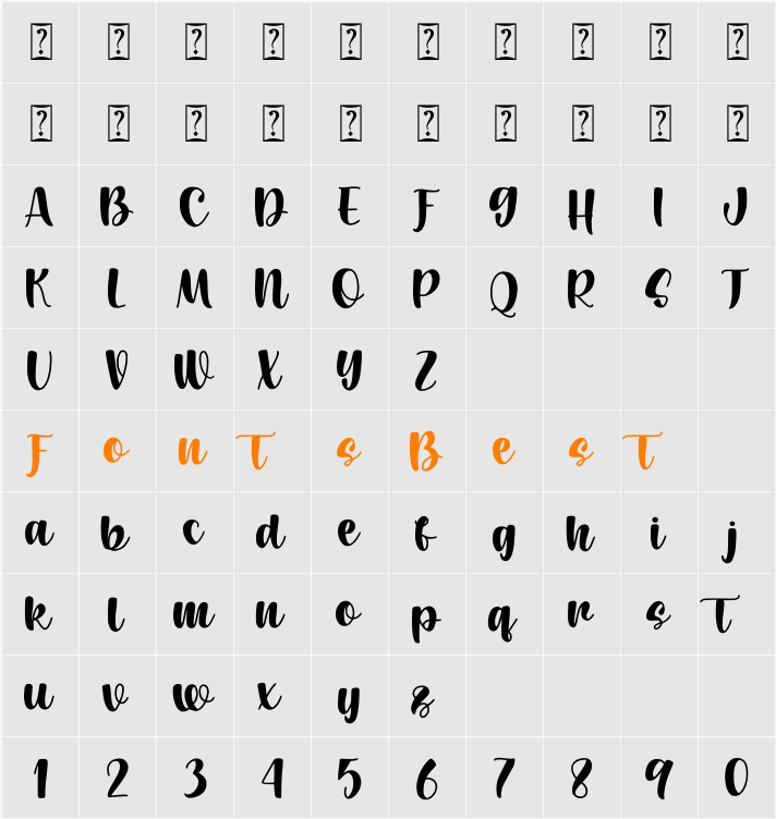 Cantiqu Solid Character Map