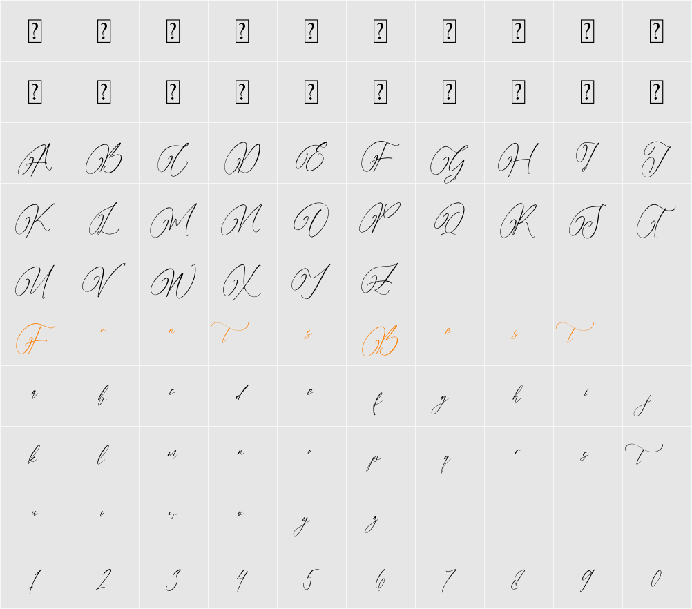 Monlight Quinttans Character Map