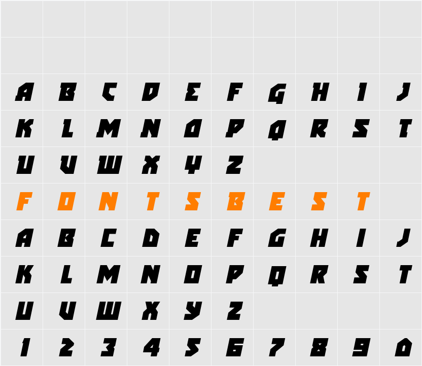 Arctic Guardian Title Italic Character Map