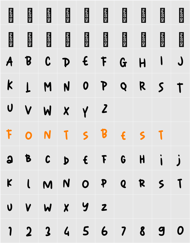 Naitru Personal Use Character Map