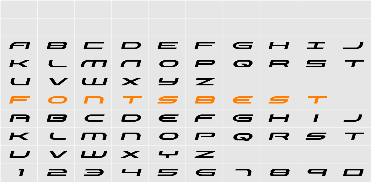 Antietam Expanded Italic Character Map