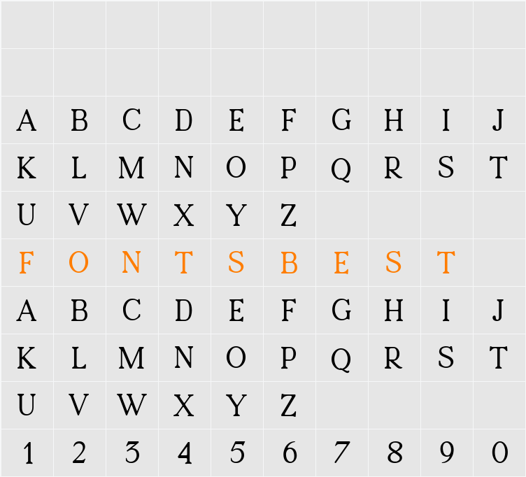 Giantoli Serif Character Map
