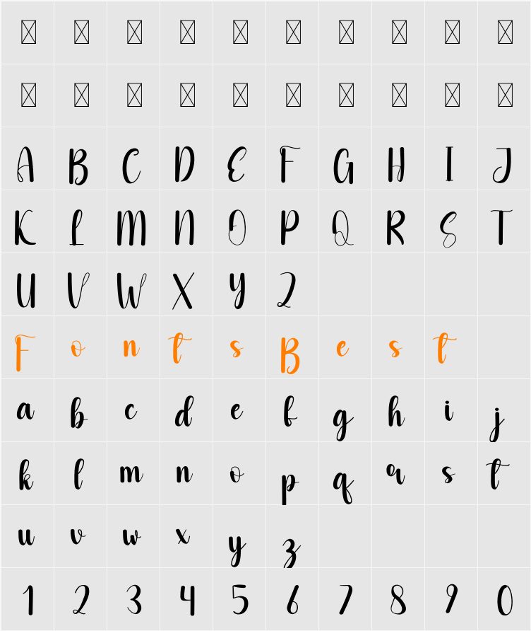 Happyboth Character Map