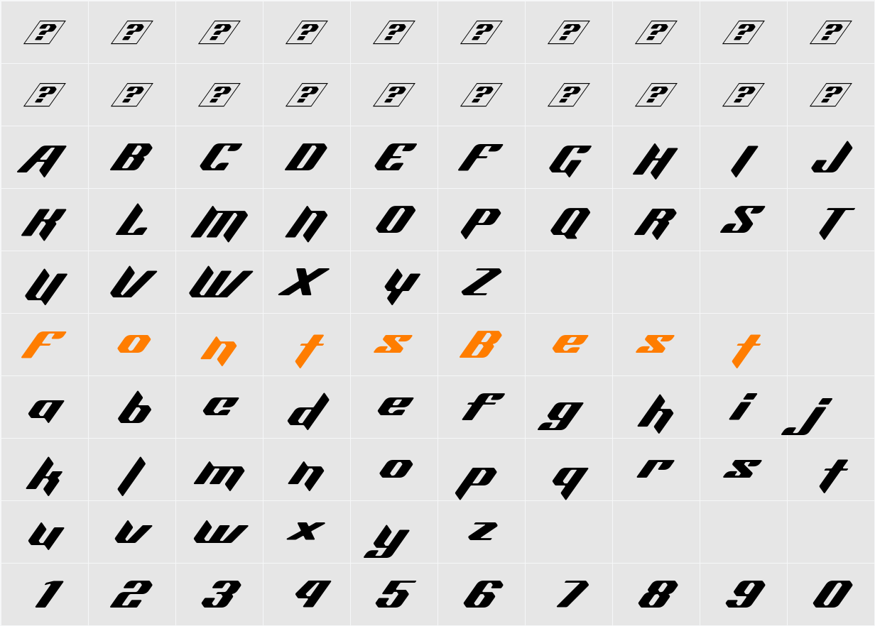 Aeroblade DEMO Character Map
