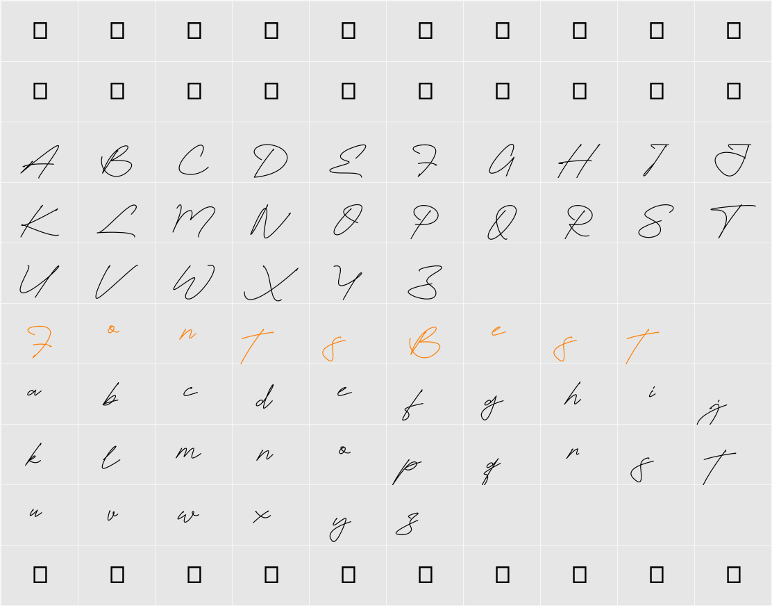 Futturistica Signature Personal Use Only Character Map