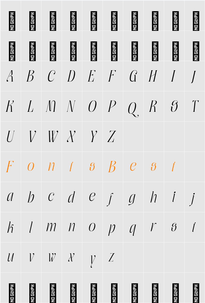 Moxtas Light Italic Character Map