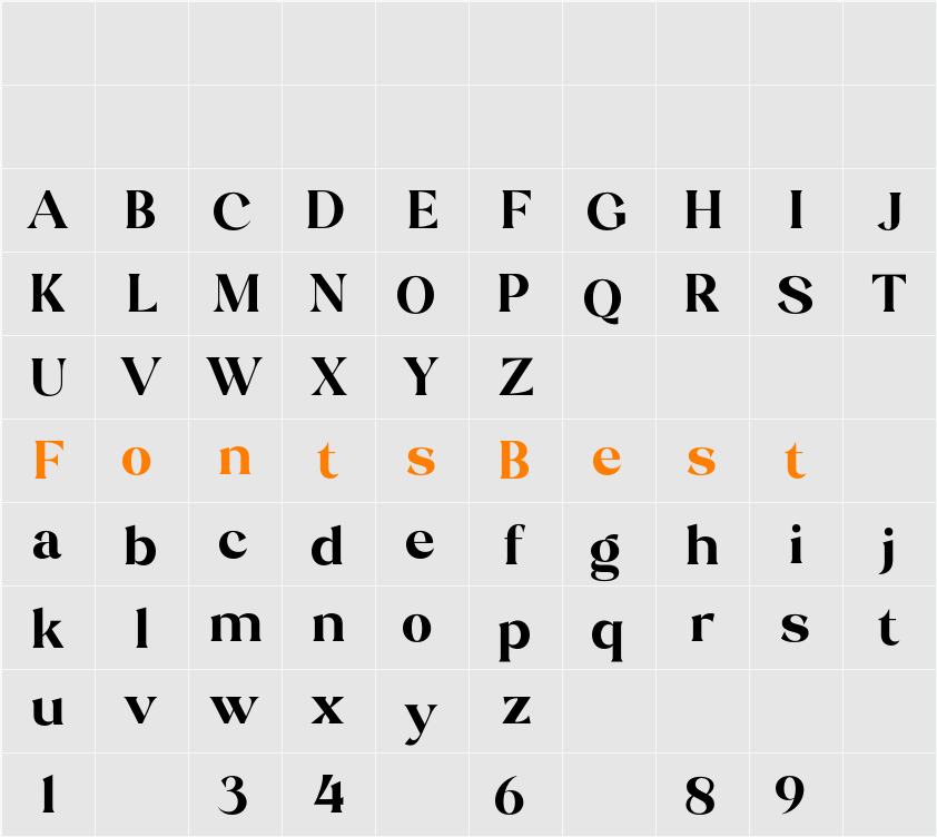 Stiepa Serif Character Map