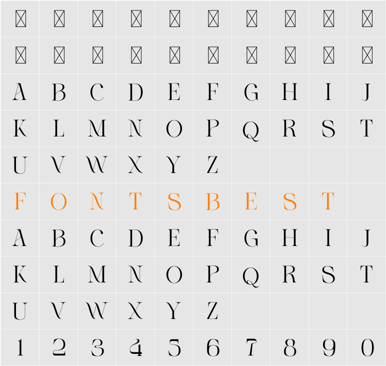 VELISTA Character Map