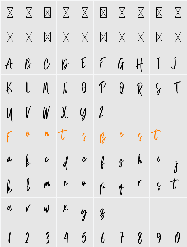 Acoustica South Character Map