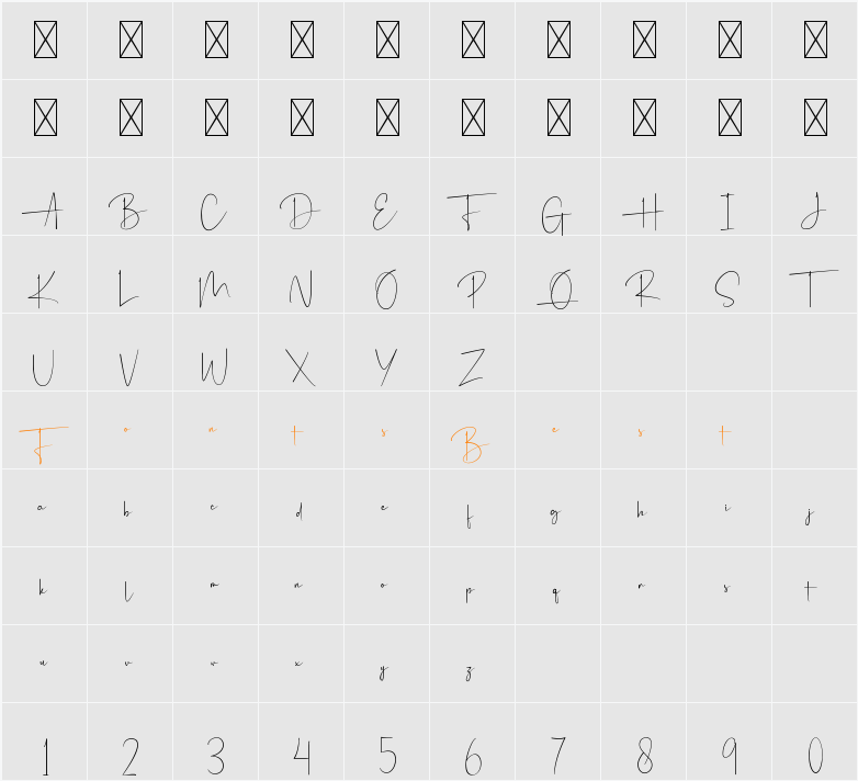 Hendrickson Character Map