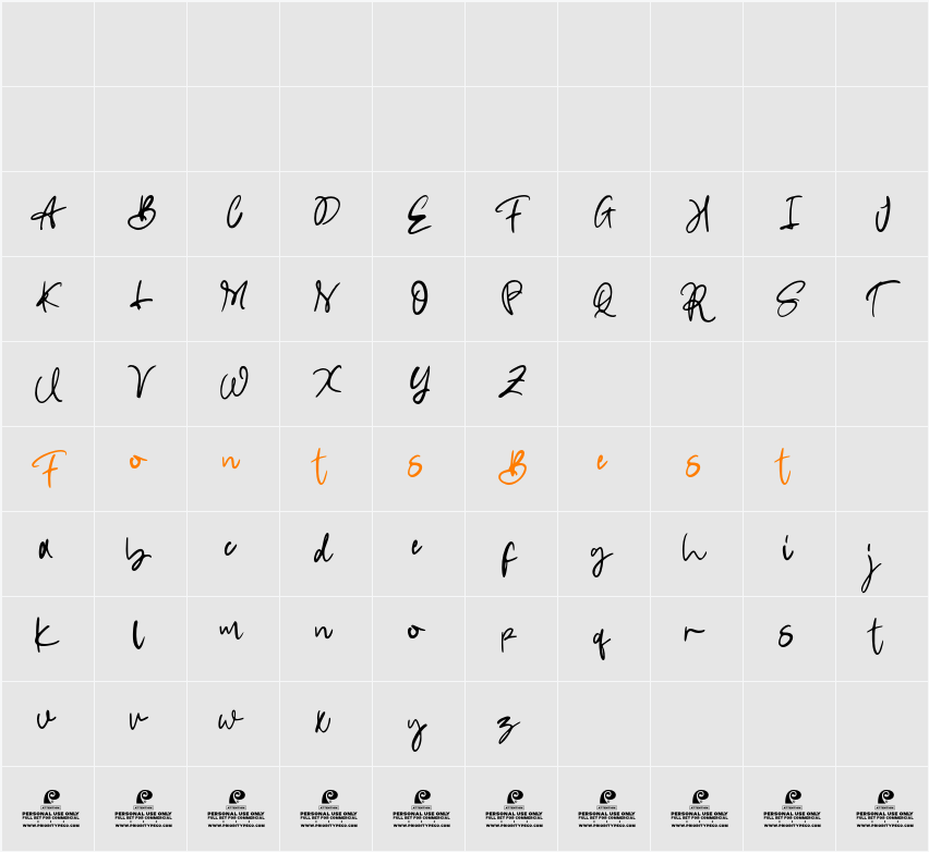 Bailett Hand DEMO Character Map