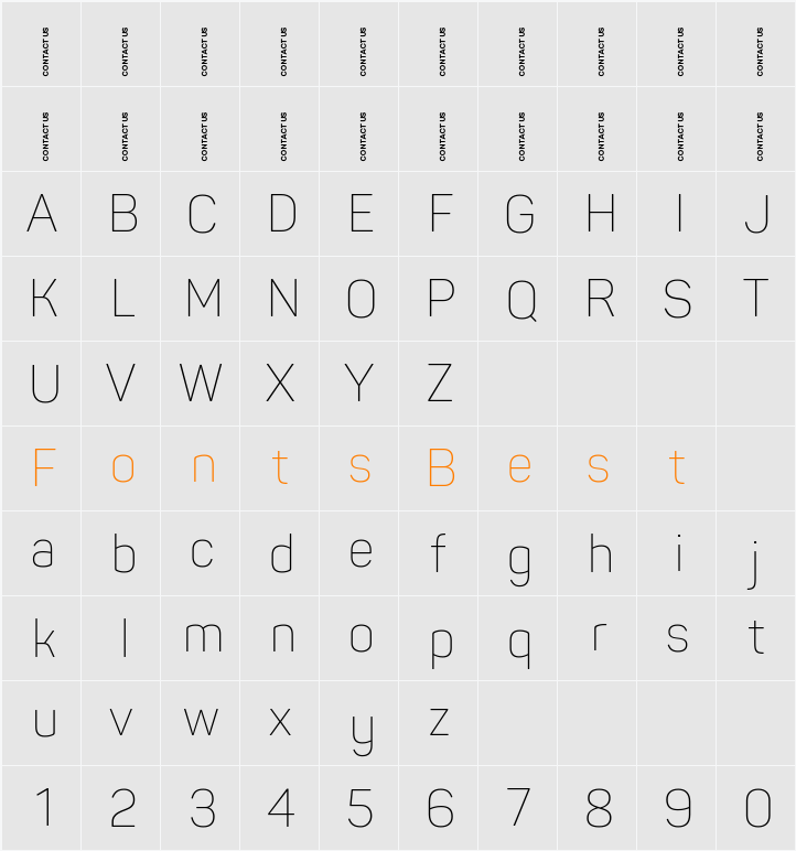 Panton Narrow-Trial ExtraLight Character Map