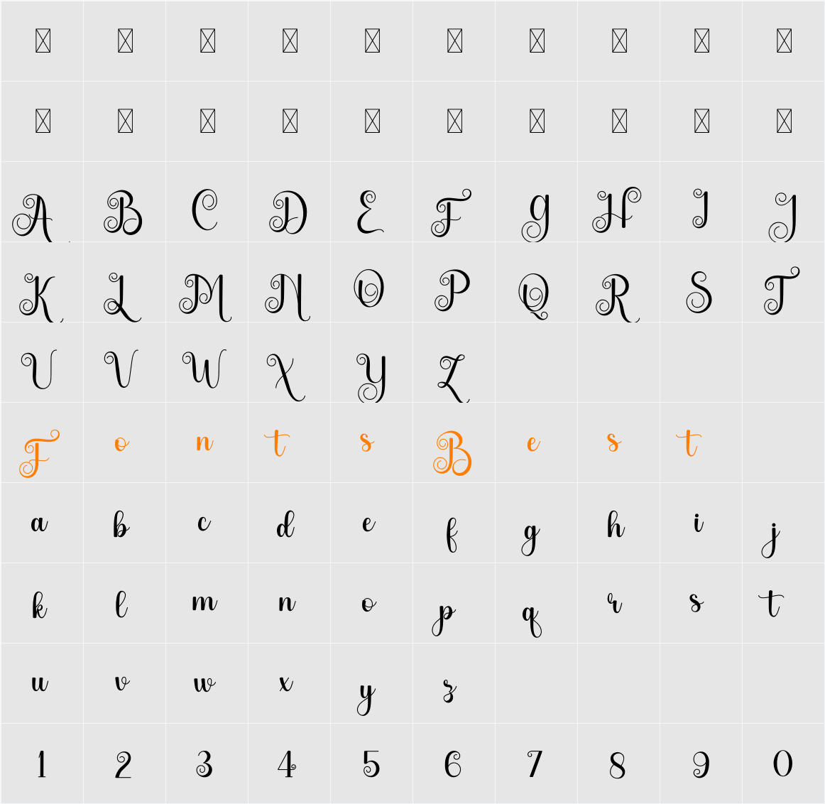 Aliyah Script Character Map