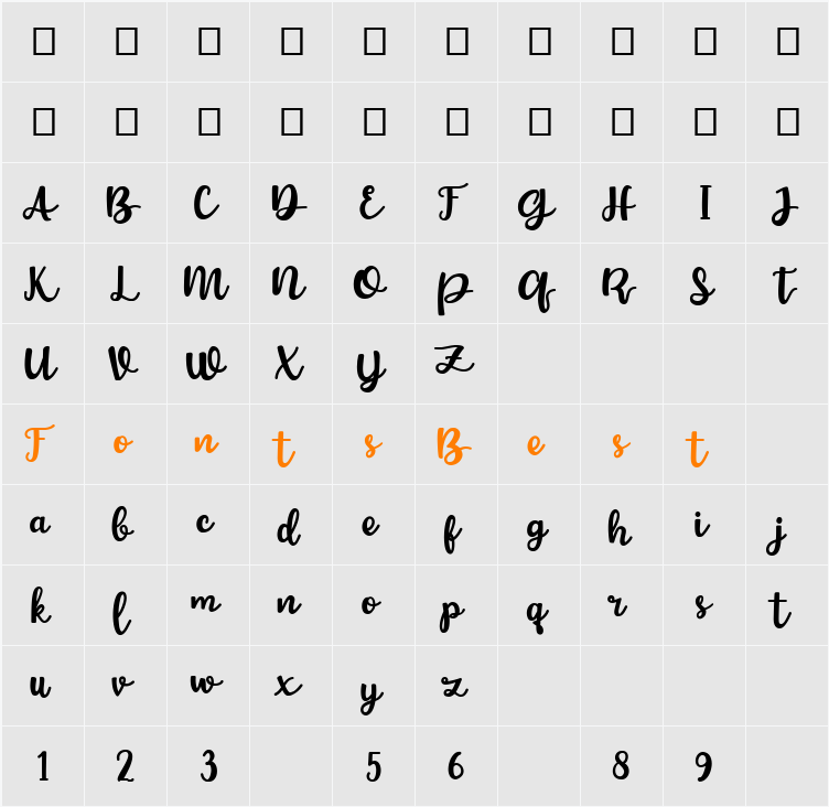 Andaresta_Demo  Character Map