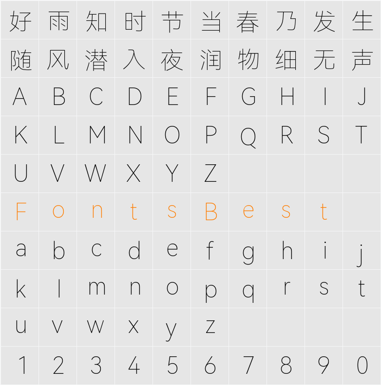 HarmonyOS Sans SC Thin Character Map