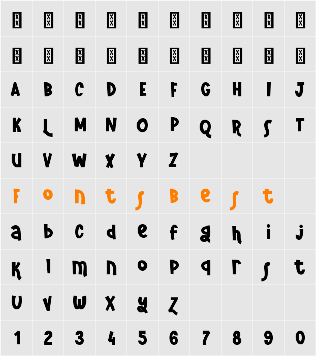 Tropic Sunset Character Map