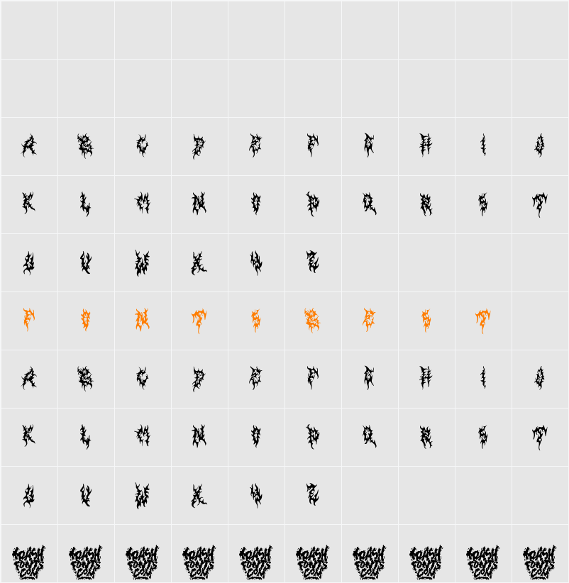 Trash Grisly DEMO Character Map