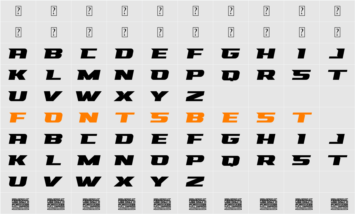 Racing Pro One Character Map
