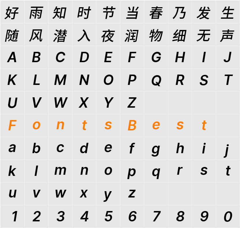 更纱黑体 SC Semibold Character Map