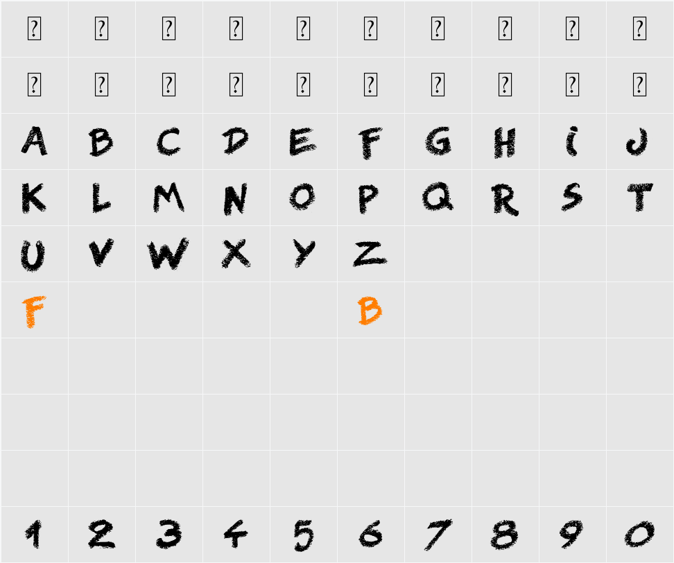 Right Chalk Character Map