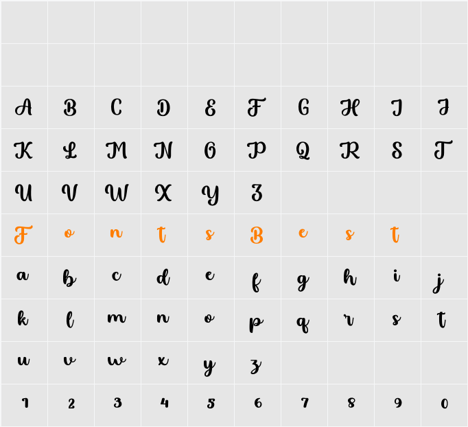 Lhetyan Script Character Map