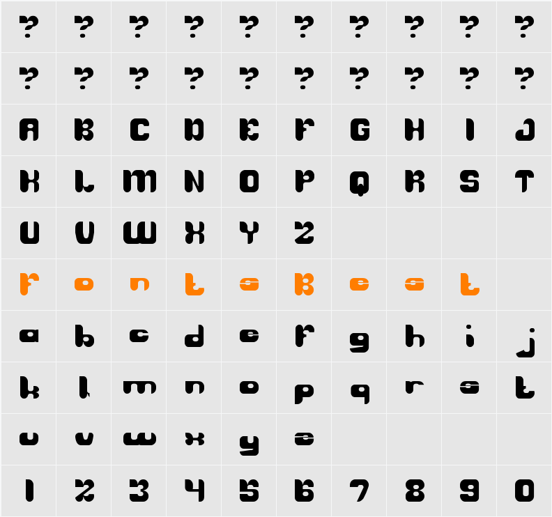 AVIATOR-Light Character Map