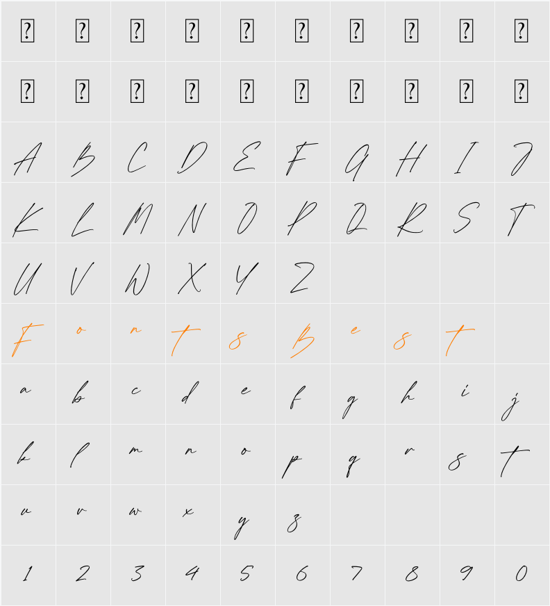 Tianila Character Map