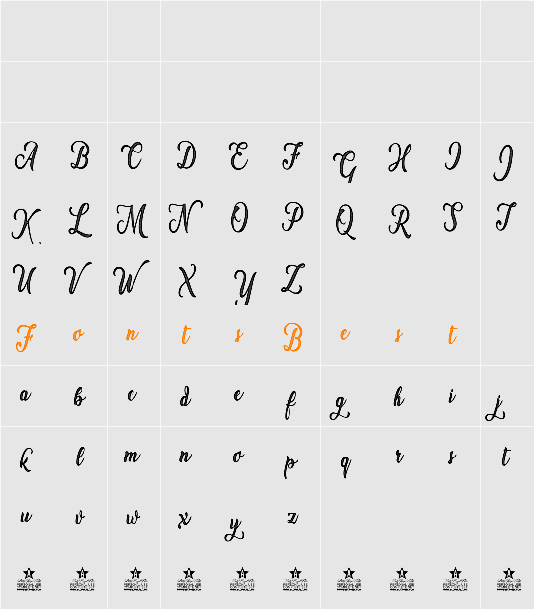 Amster Personal Use Character Map
